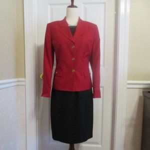 Classic Red Blazer sz 6 MK Monogrammed Buttons